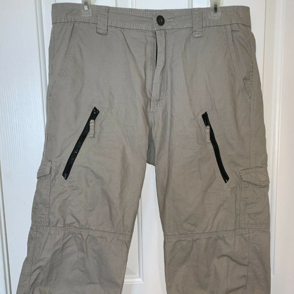 INC Men's Cafe Racer KHAKI Capri Zipper Cargo Shorts - Size 32 - Retail $110